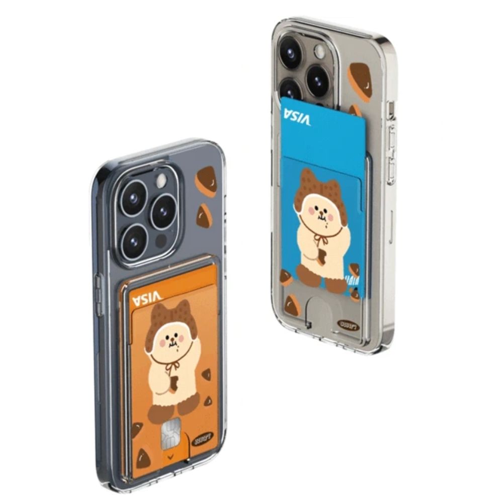 핸드폰보호 아이폰 갤럭시 케이스 밤곰이 투명 카드포켓