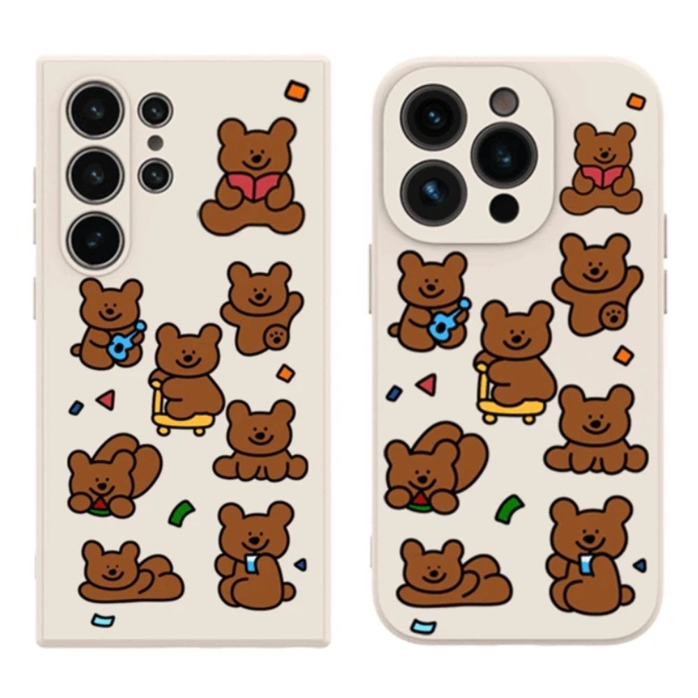 핸드폰보호 아이폰 갤럭시 케이스 베베 브라운 베어 패브릭
