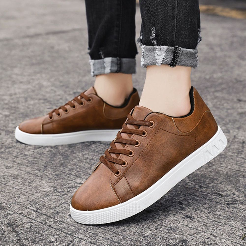 레더 빅사이즈 남성 베이직 로우탑 스니커즈