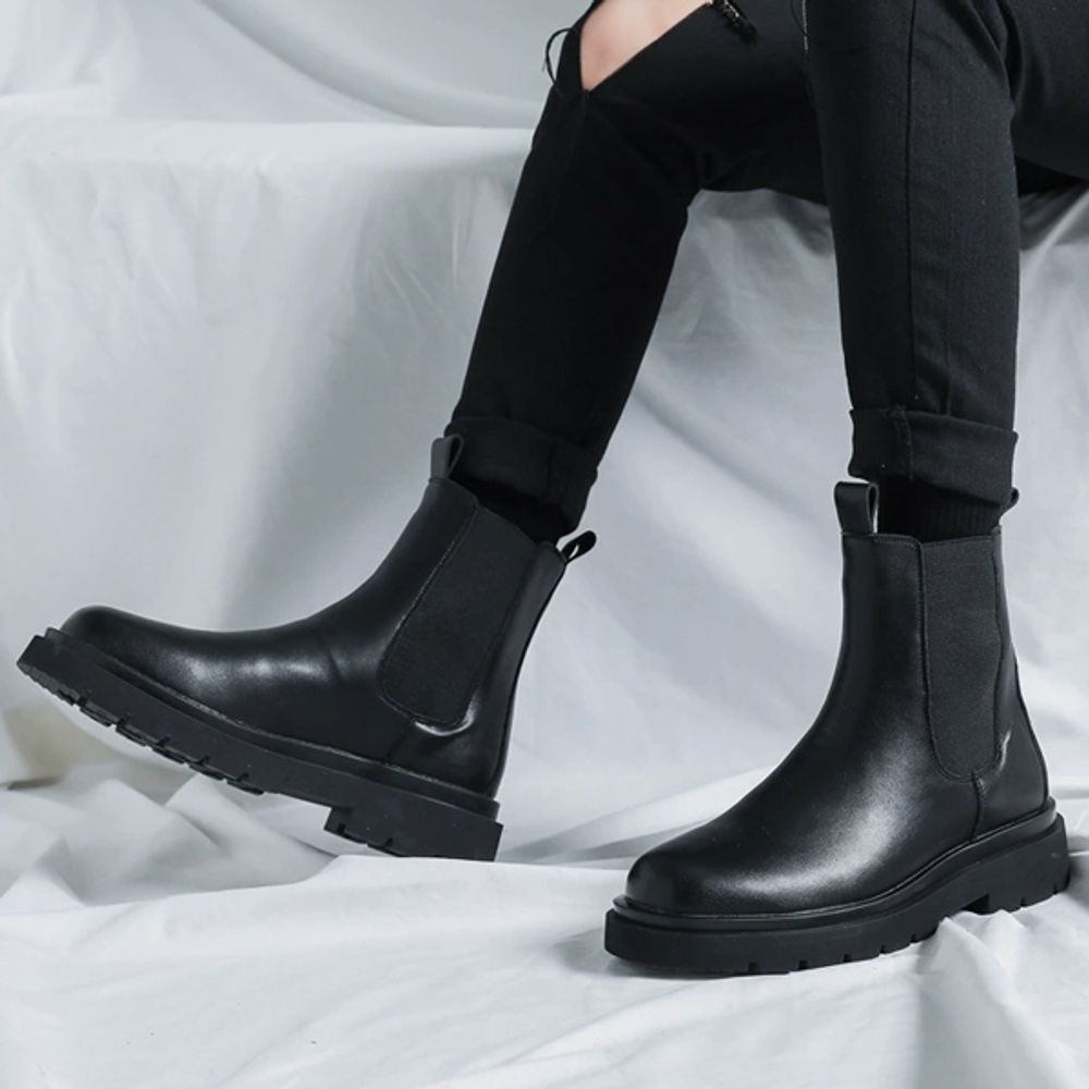 첼시부츠 데일리 남성 레더 통굽 미들부츠