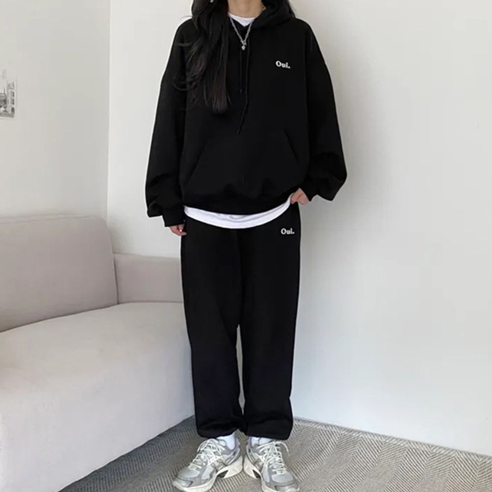 프린팅 로고 레터링 데일리 여성 후드티 셋업 LK-SS51