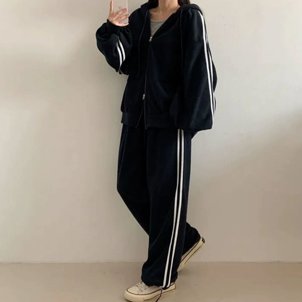 여성 트레이닝 후드집업 면 조거팬츠 셋업