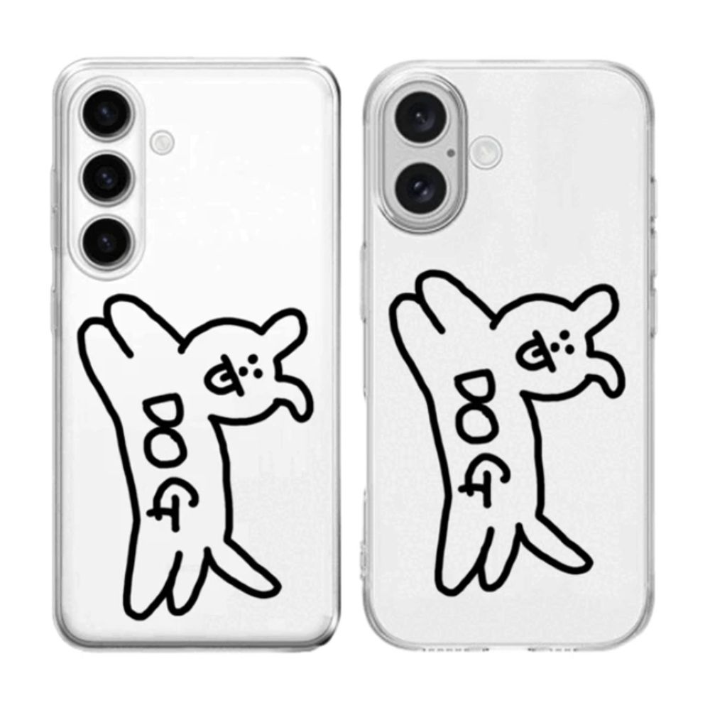 핸드폰 보호 심플깔끔 심플 도그 일러스트 투명 젤리 케이스