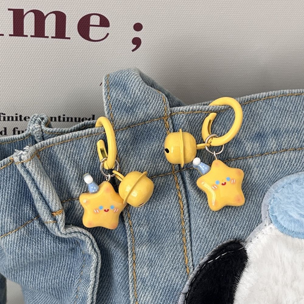 가방장식용 옐로우 별 버즈 키링 별포인트 키홀더