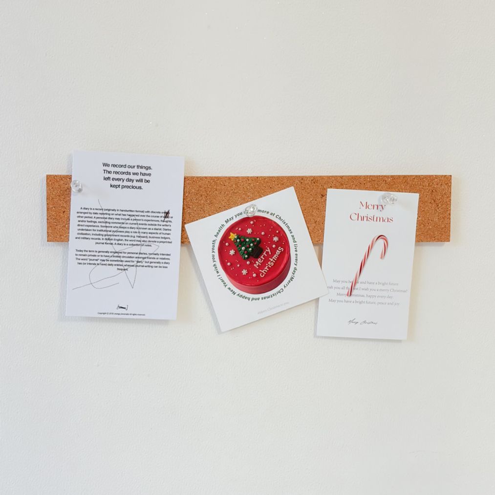 내츄럴 접착식 롱타입 코르크보드 클립보드 게시판