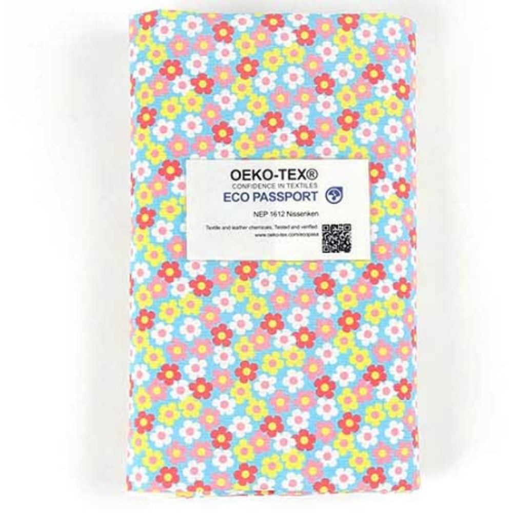 면 원단 플라워 140cm(고정폭) X 90cm 블루