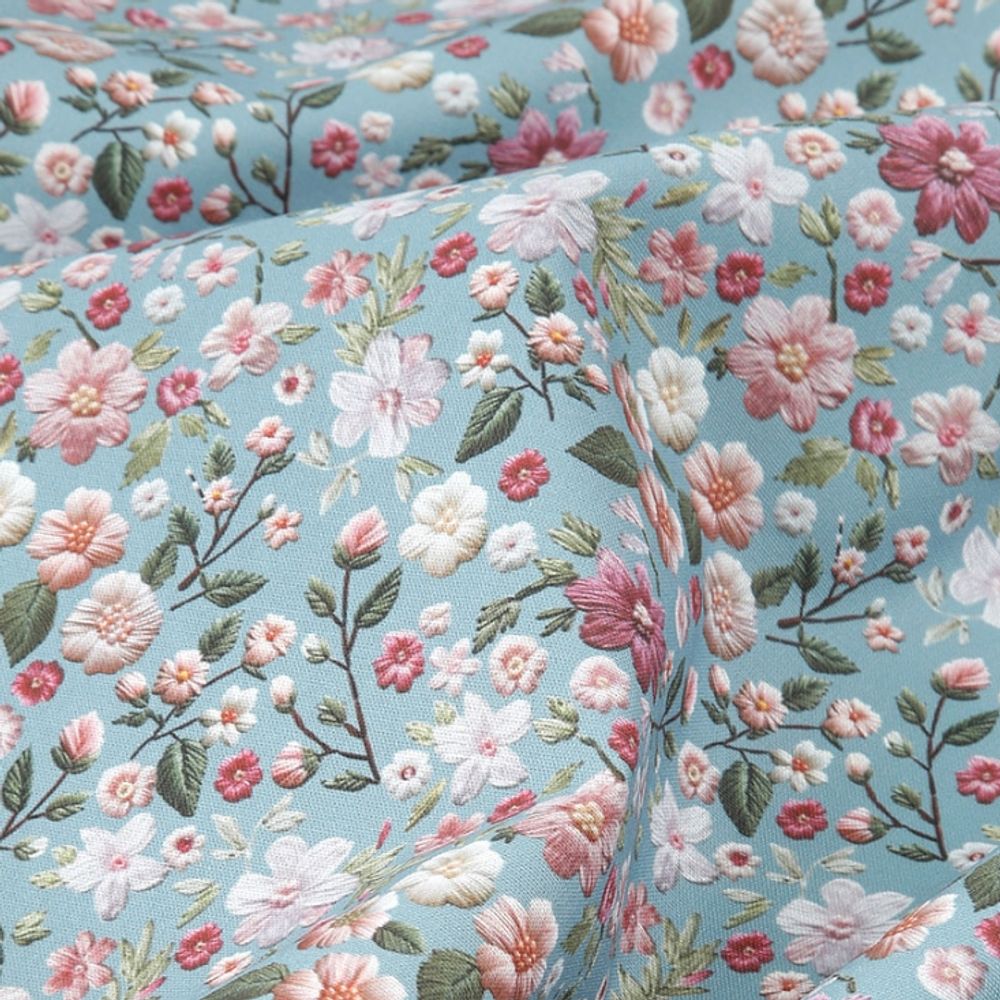 면 원단 은은한 플라워 140cm(고정폭) X 90cm