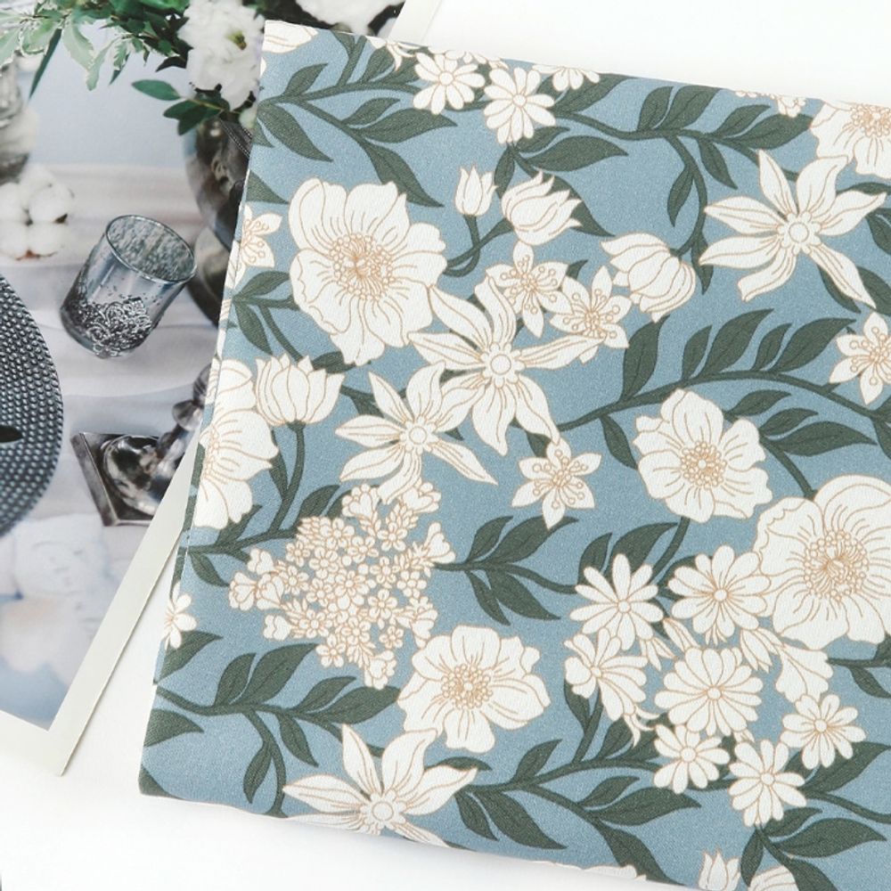 면 원단 우아한 플라워 106cm(고정폭) X 90cm