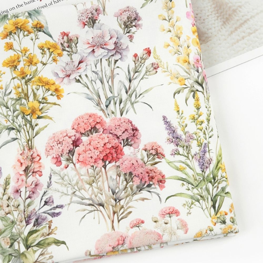 면 원단 수수한 꽃 106cm(고정폭) X 90cm