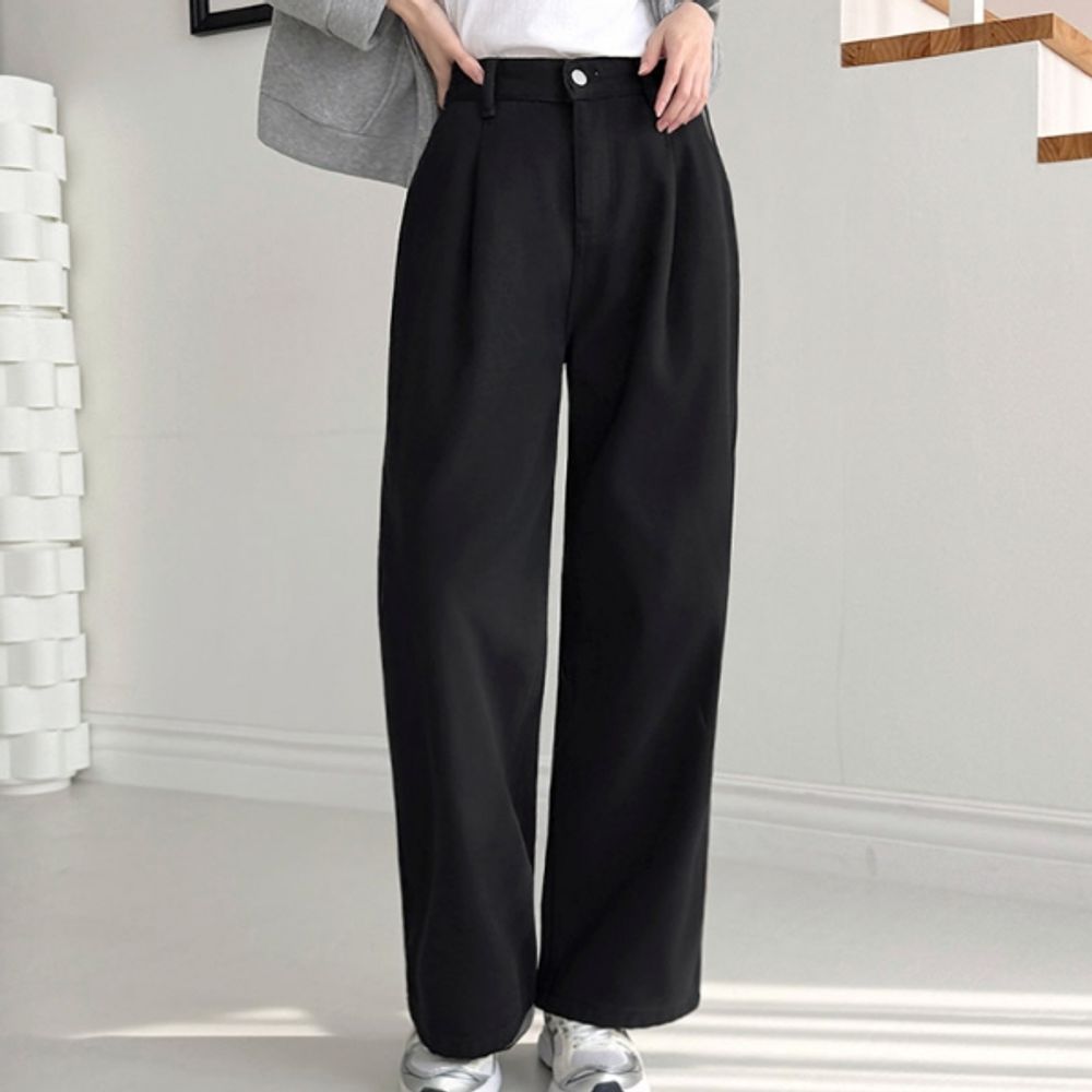 여성 기모 면바지 코튼 와이드 팬츠 여성 일자 바지