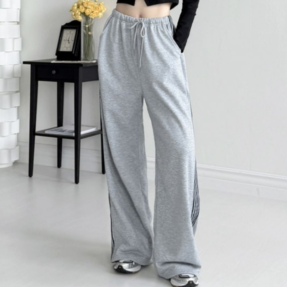 여성 트레이닝 조거 밴딩 츄리닝 운동복 바지 라인 와이드 팬츠