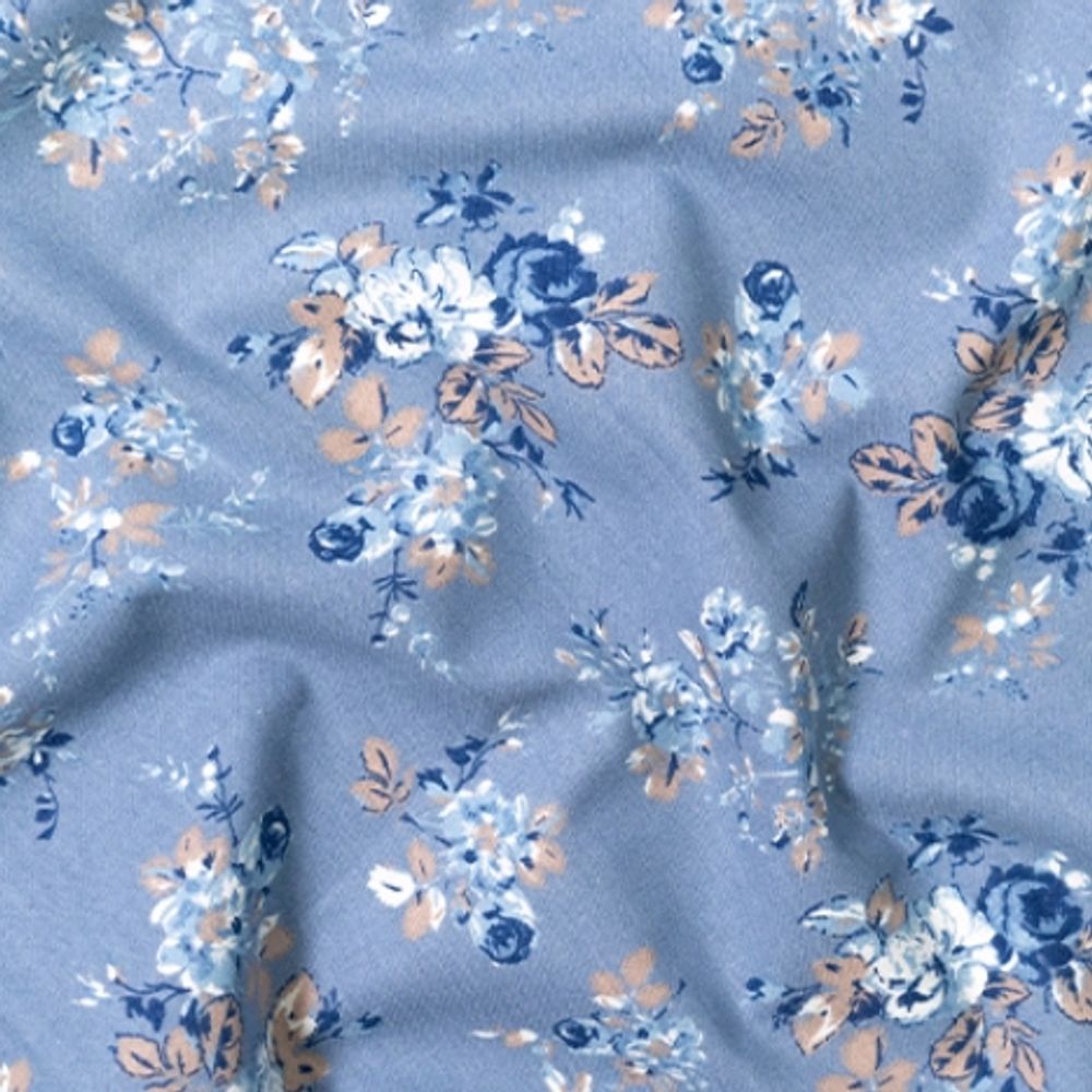 순면 퀼트 원단 블루 부케 145x90