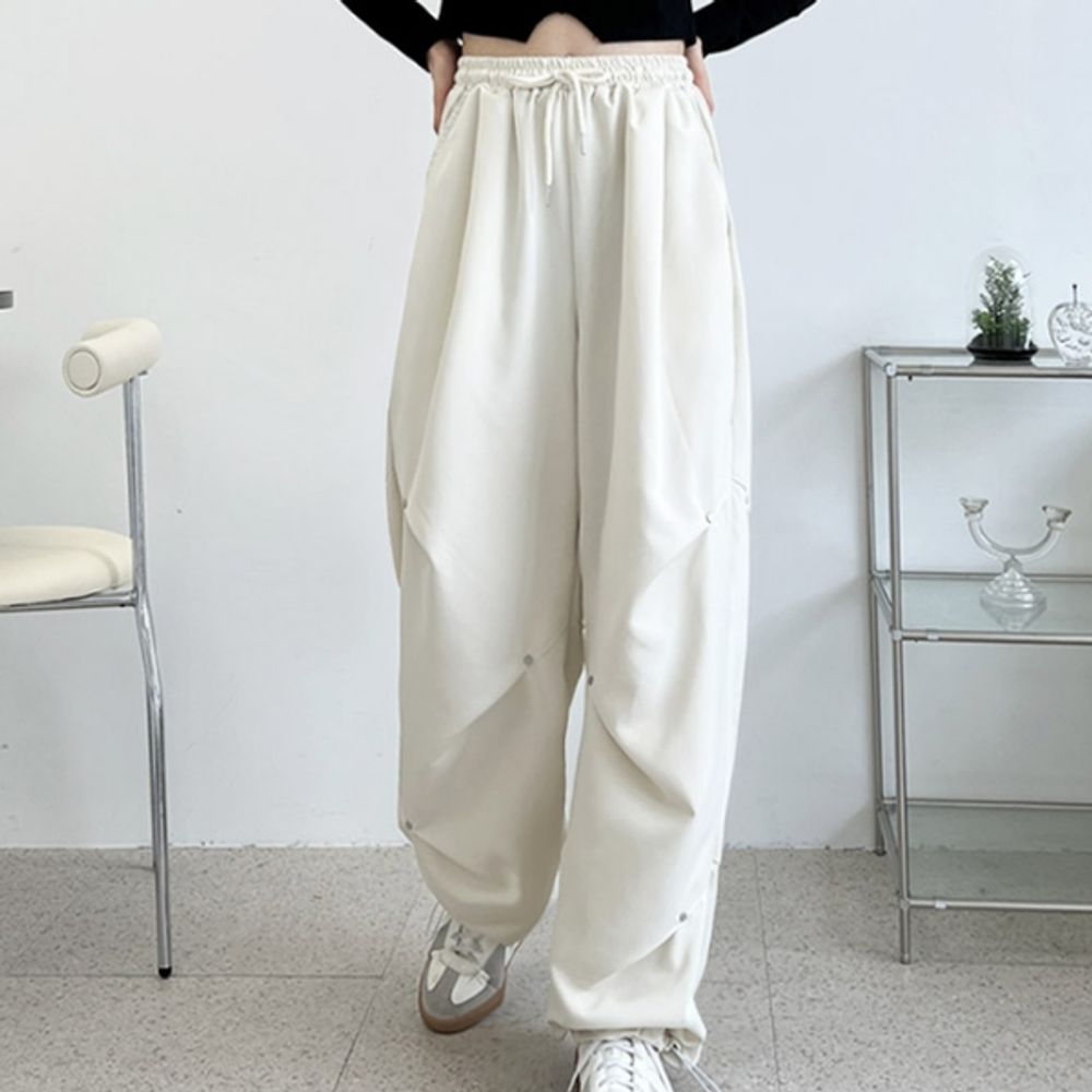 여성 스트링 조거 와이드 츄리닝 팬츠 트레이닝 운동복 바지