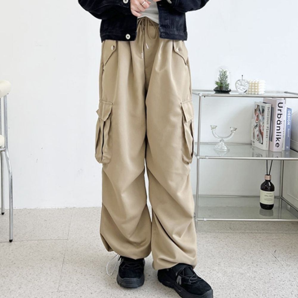 여성 포켓 츄리닝 조거 와이드 팬츠 카고 트레이닝 운동복 바지