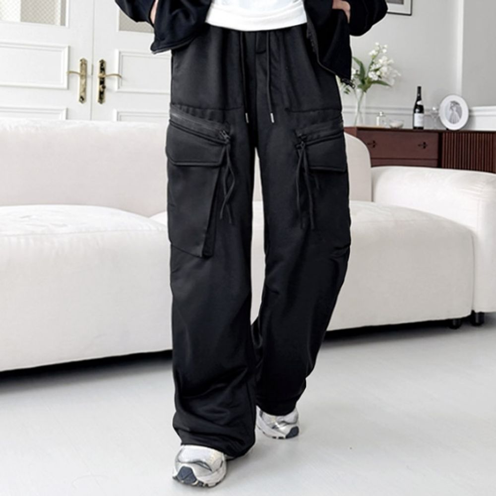 남자 스트링 카고 트레이닝 와이드 팬츠 츄리닝 운동복 바지