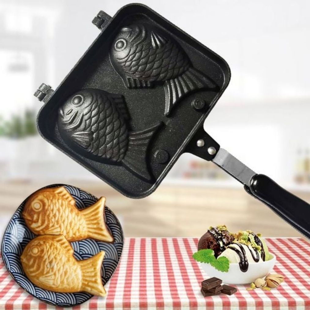 잔솔 2구 붕어빵틀 만들기 키트 가정용 후라이팬 도구