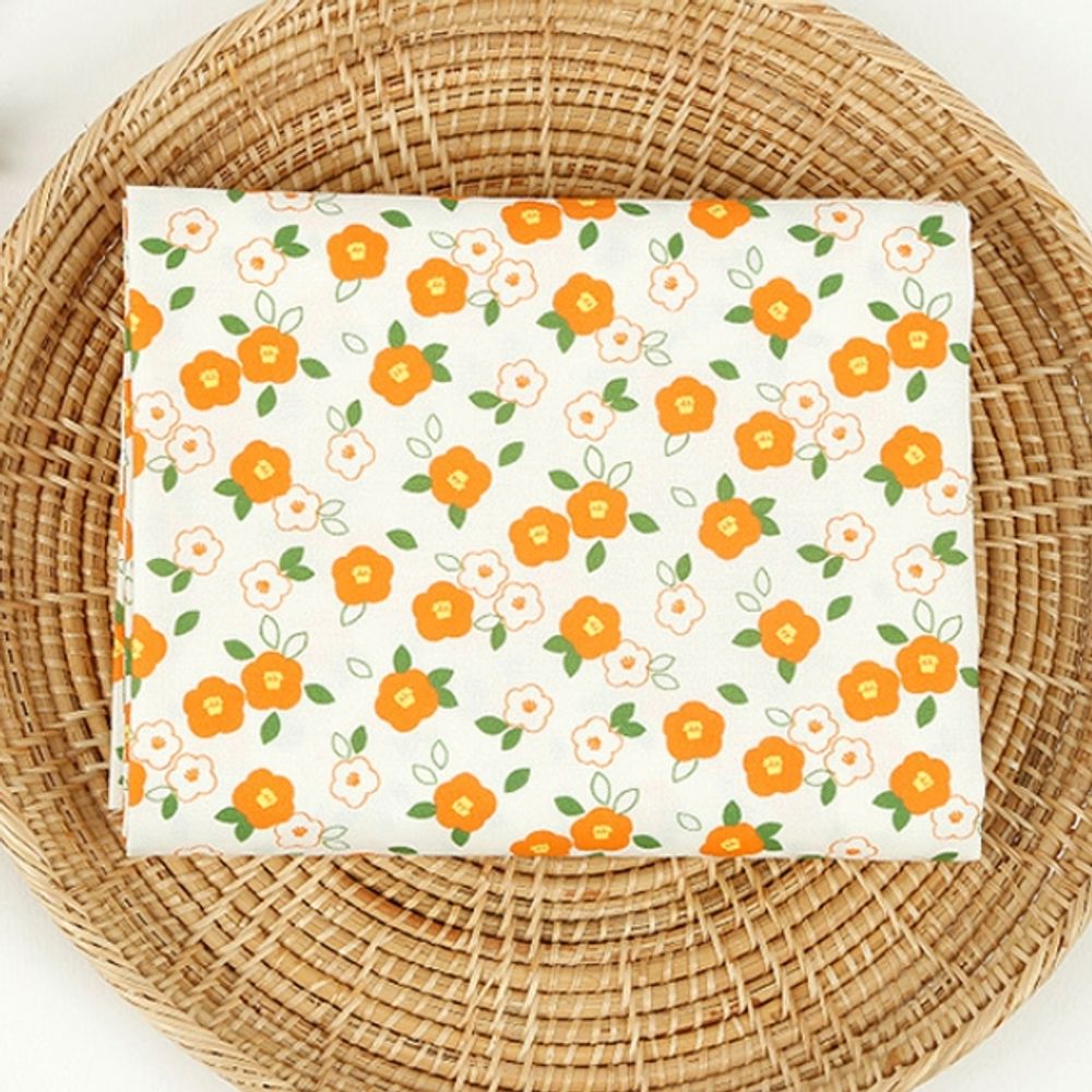 퀼트 만들기재료 원단 면20수 동백 오렌지