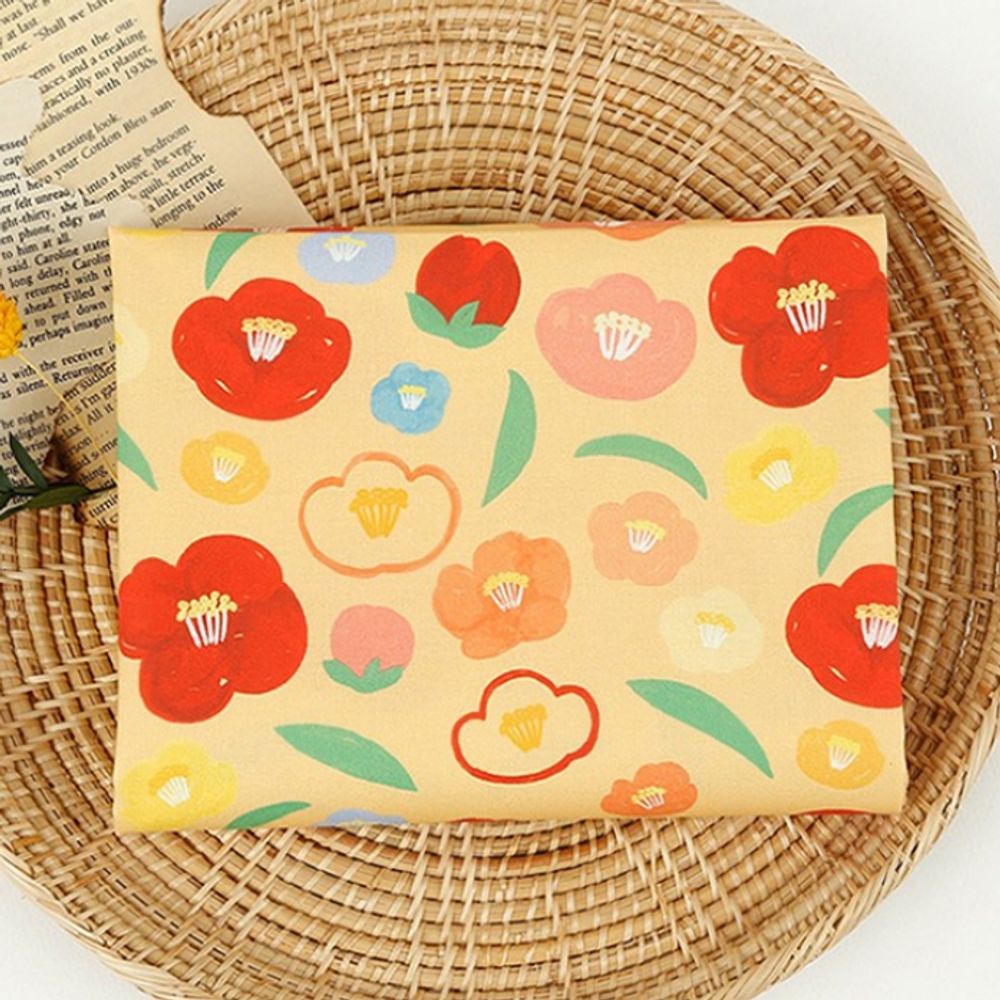 퀼트 만들기재료 원단 면20수 옐로우 동백