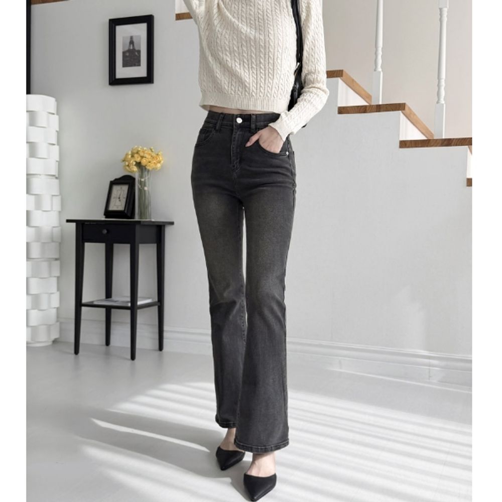 여성 세미 부츠컷 청바지 여자 스판 데님 팬츠 바지