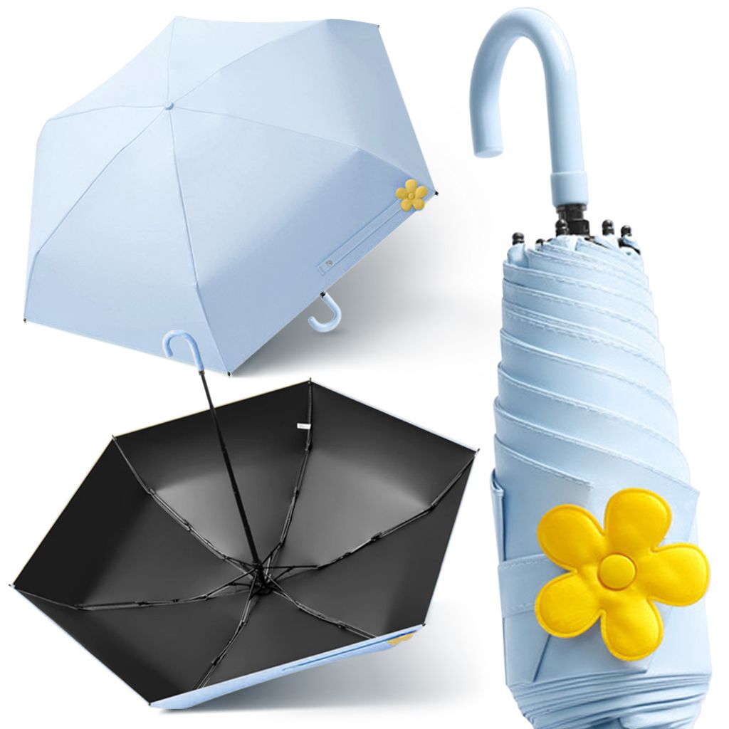 UPF 50+ 초경량 미니 암막 우산 블루 양산 양우산