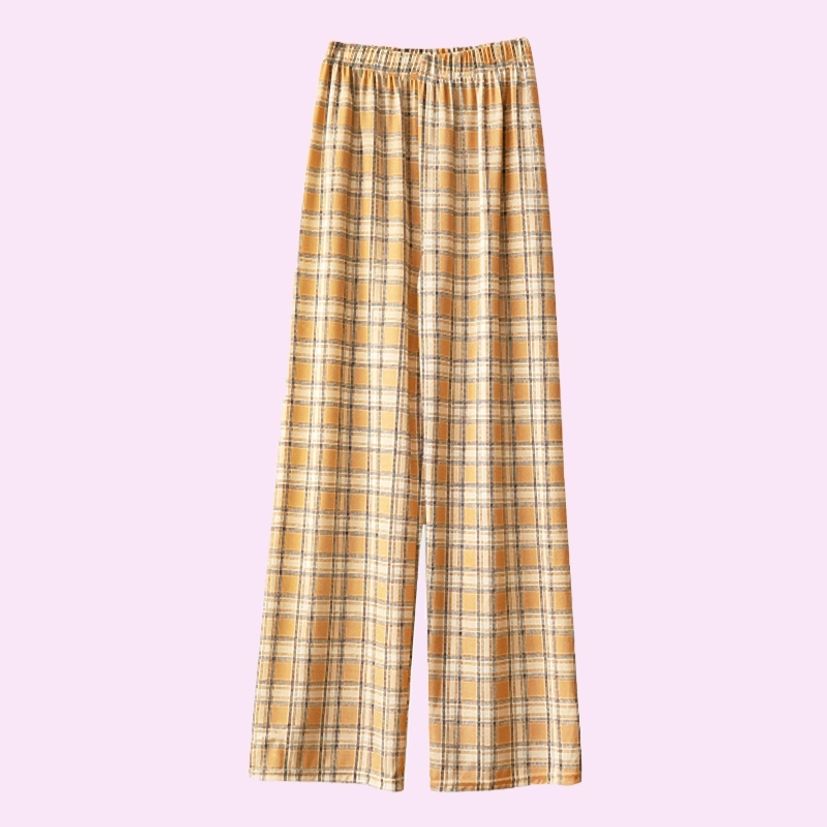 여름 체크 패션 바지 롱바지 화이드 홈웨어 휴가
