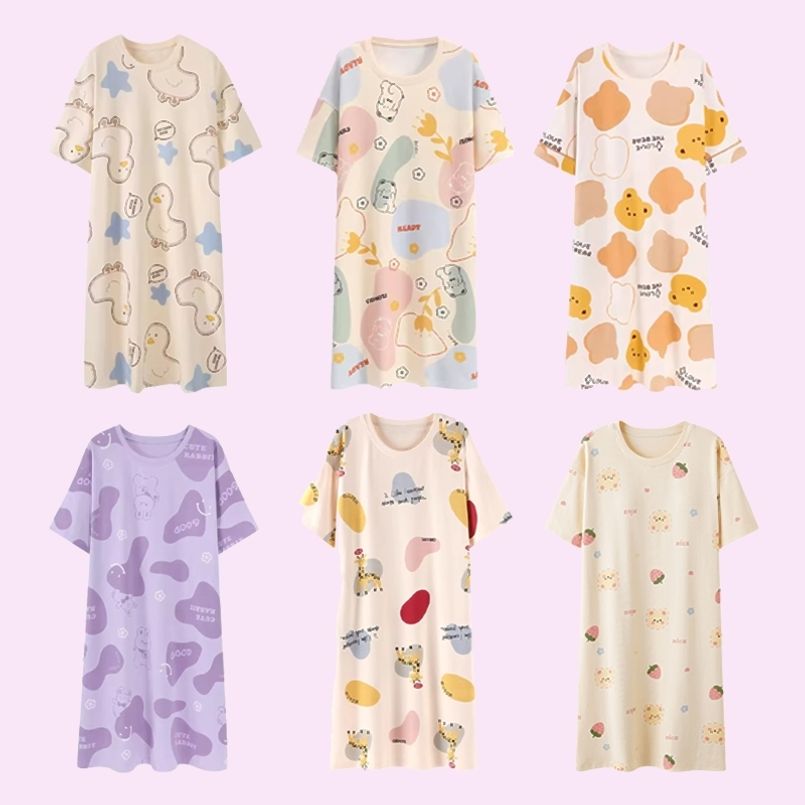 반팔 원피스 잠옷 홈웨어 귀여운 빅사이즈