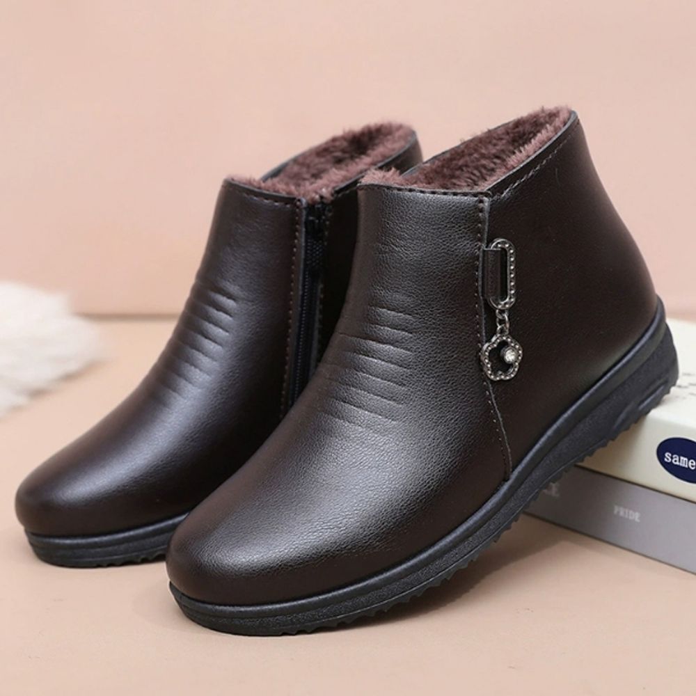 데일리 여성 스니커즈 여자 레더 기모 방한 캐주얼 신발