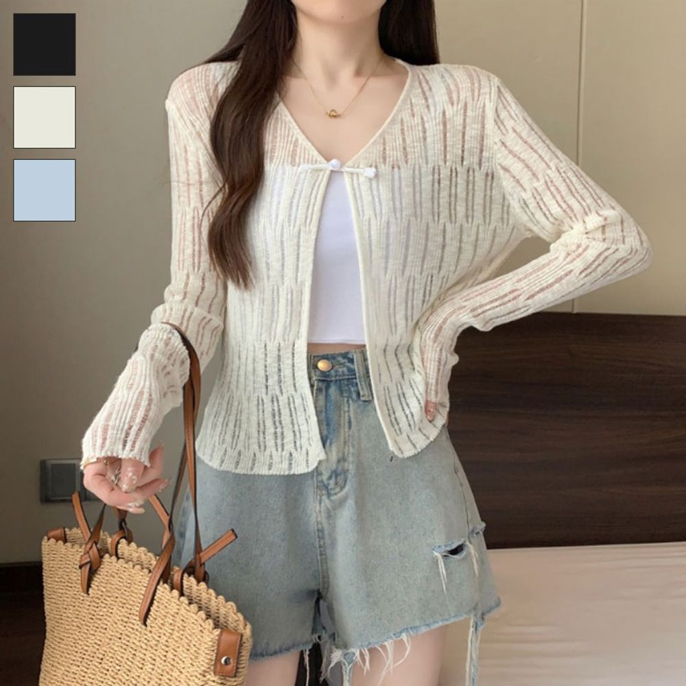 여성 시스루 썸머 니트 슬림핏 가디건