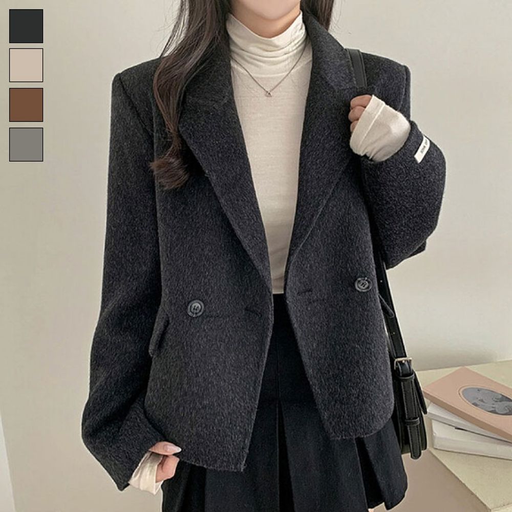 여성 미디 클래식 빅카라 코트 자켓