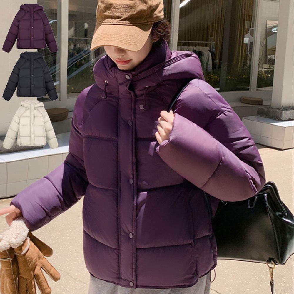 여성 베이직 캐주얼 후드 겨울 패딩