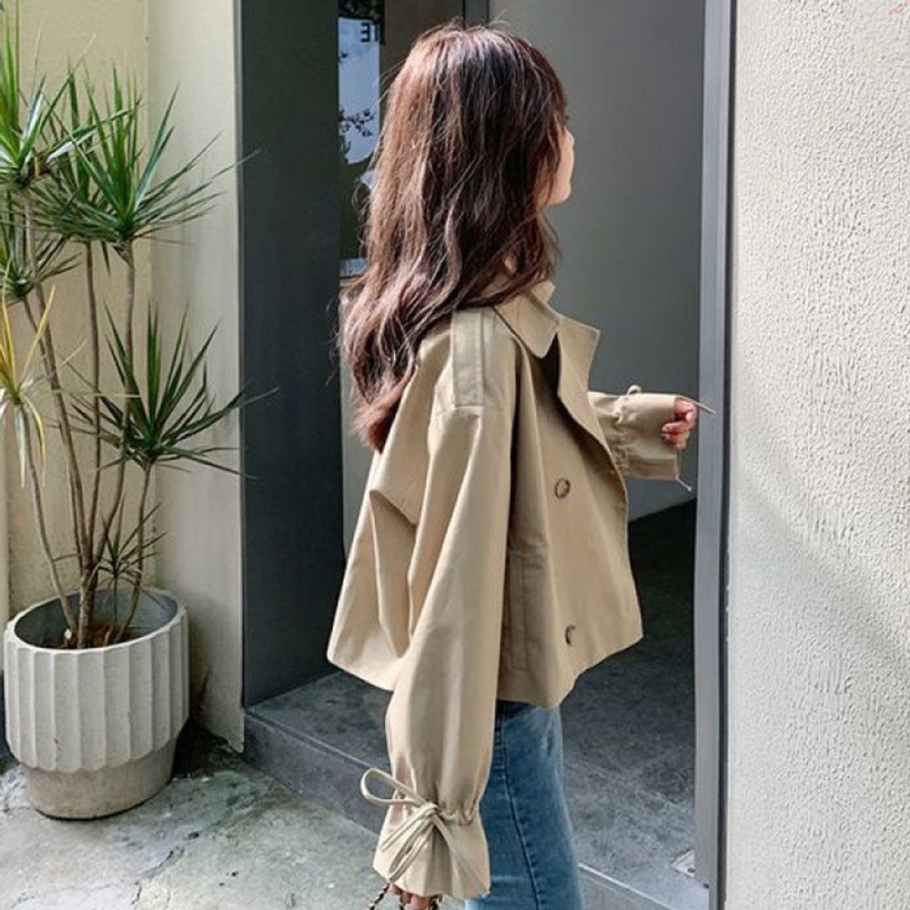 키작녀 숏기장 베이직 트렌치 코트