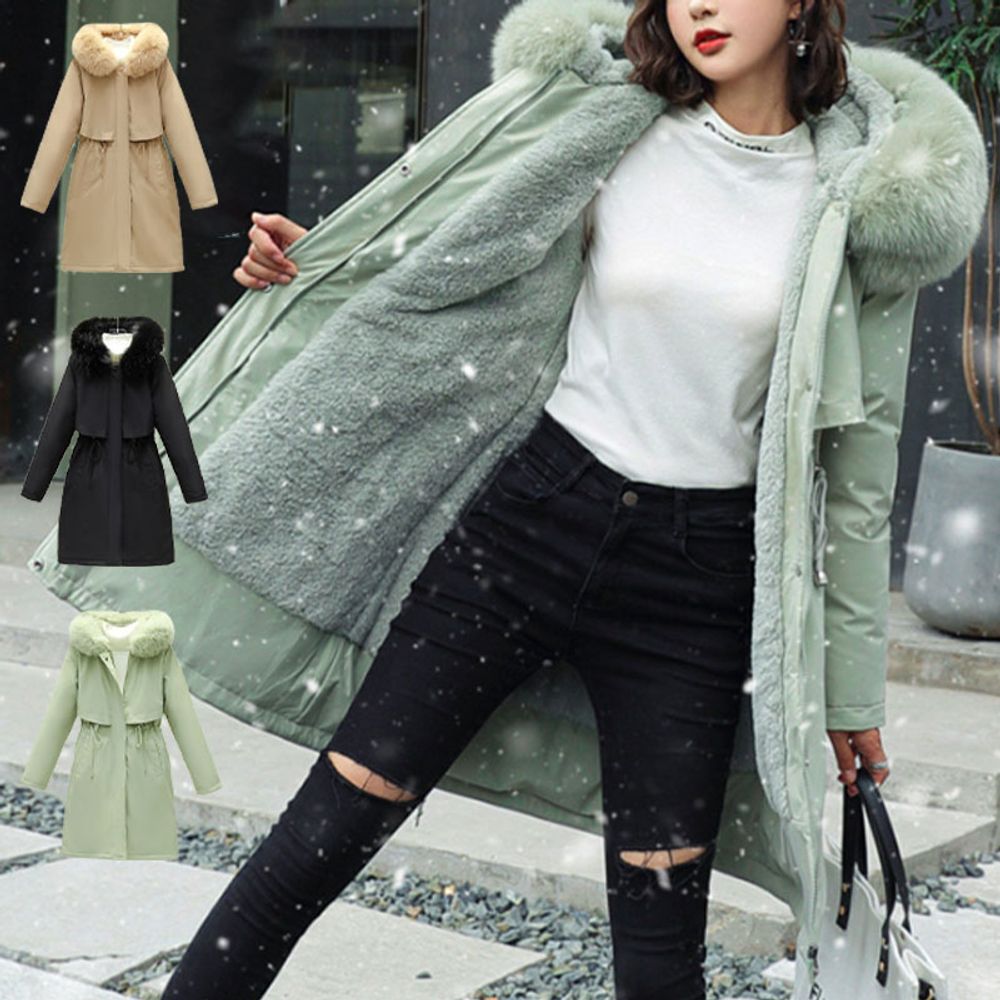 여성 슬림핏 퍼 겨울 아우터 롱 패딩