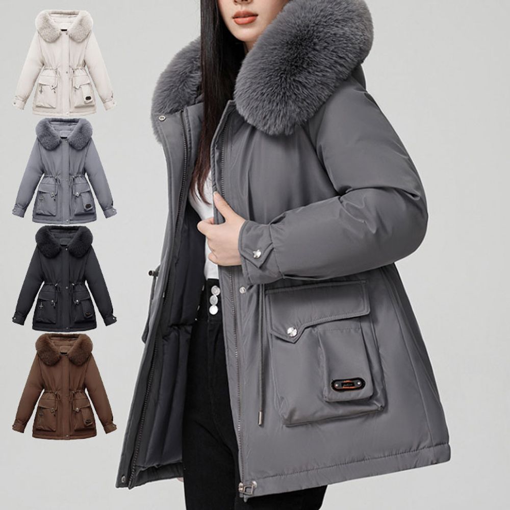 여성 퍼카라 누빔 안감 겨울 패딩 점퍼