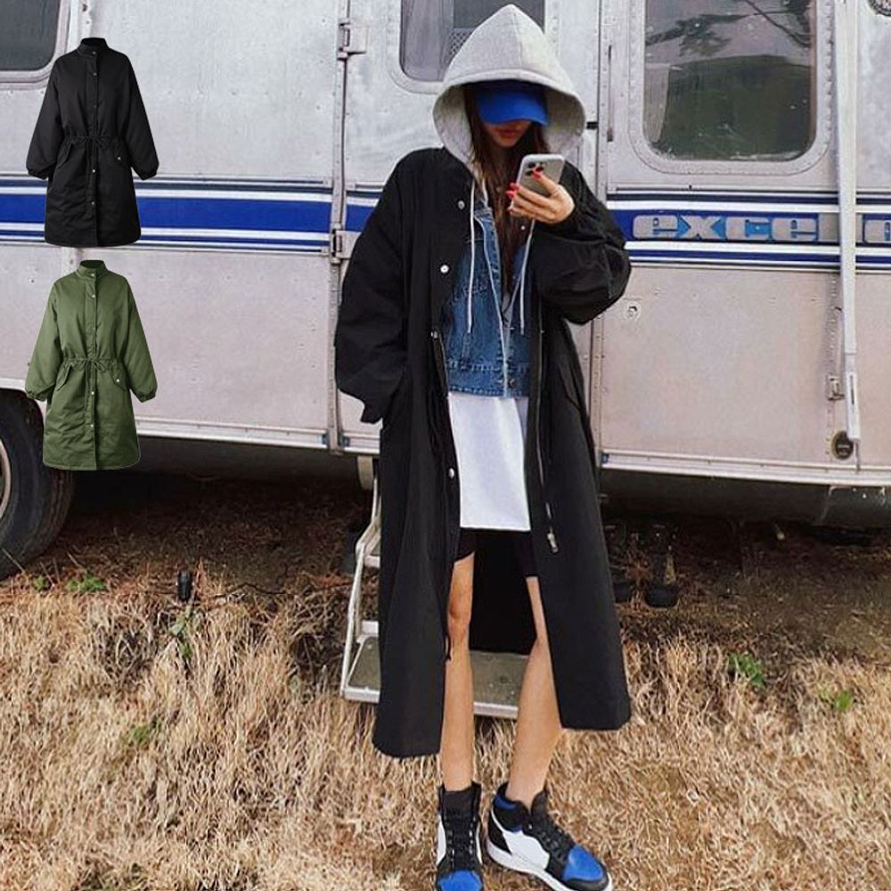 여성 캐주얼 롱 야상 후드 바람막이