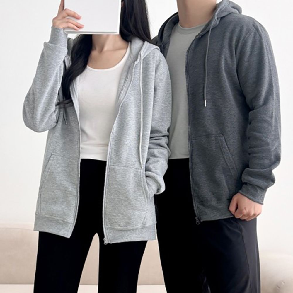 겨울 남녀공용 베이직 기모 후드집업
