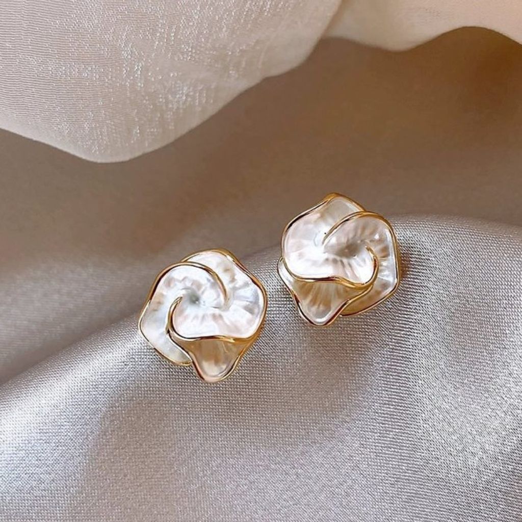 여성 귀걸이 진주 꽃 골든링 디자인 귀걸이 3종 타입