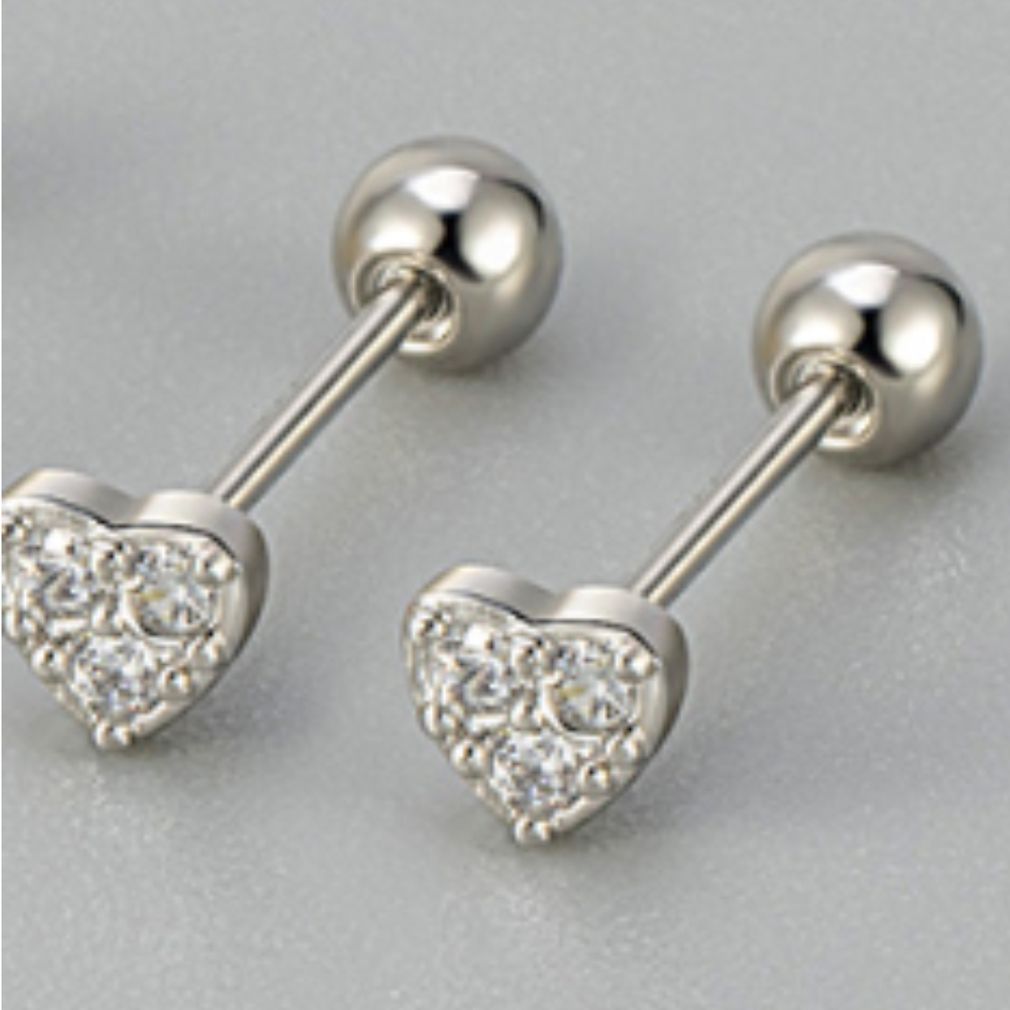 스터드 디자인 하트 큐빅 귀걸이 여성 귀걸이 포인트
