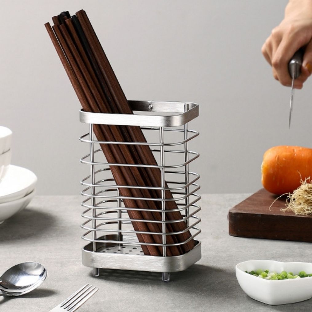 물빠짐 스텐 수저통 사각 주방 정리함 보관함