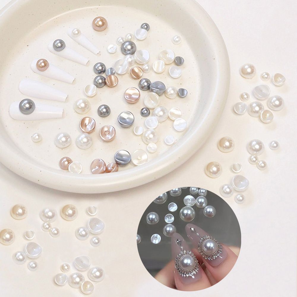 네일아트 고급 우아한 커브 진주스톤 믹스 50개입 2종