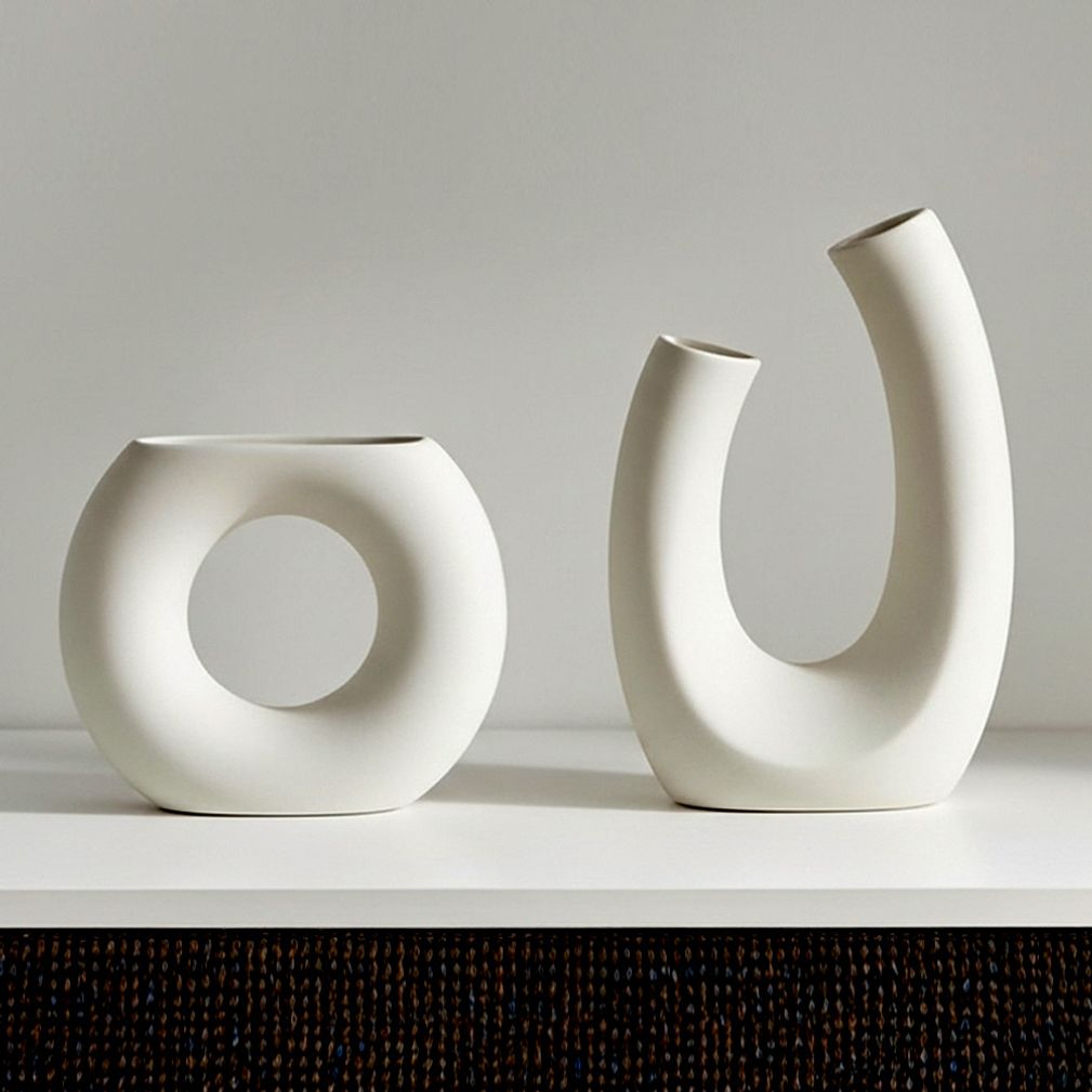 도자기 꽃병 세라믹 꽃 화병 오브제 O형 U형