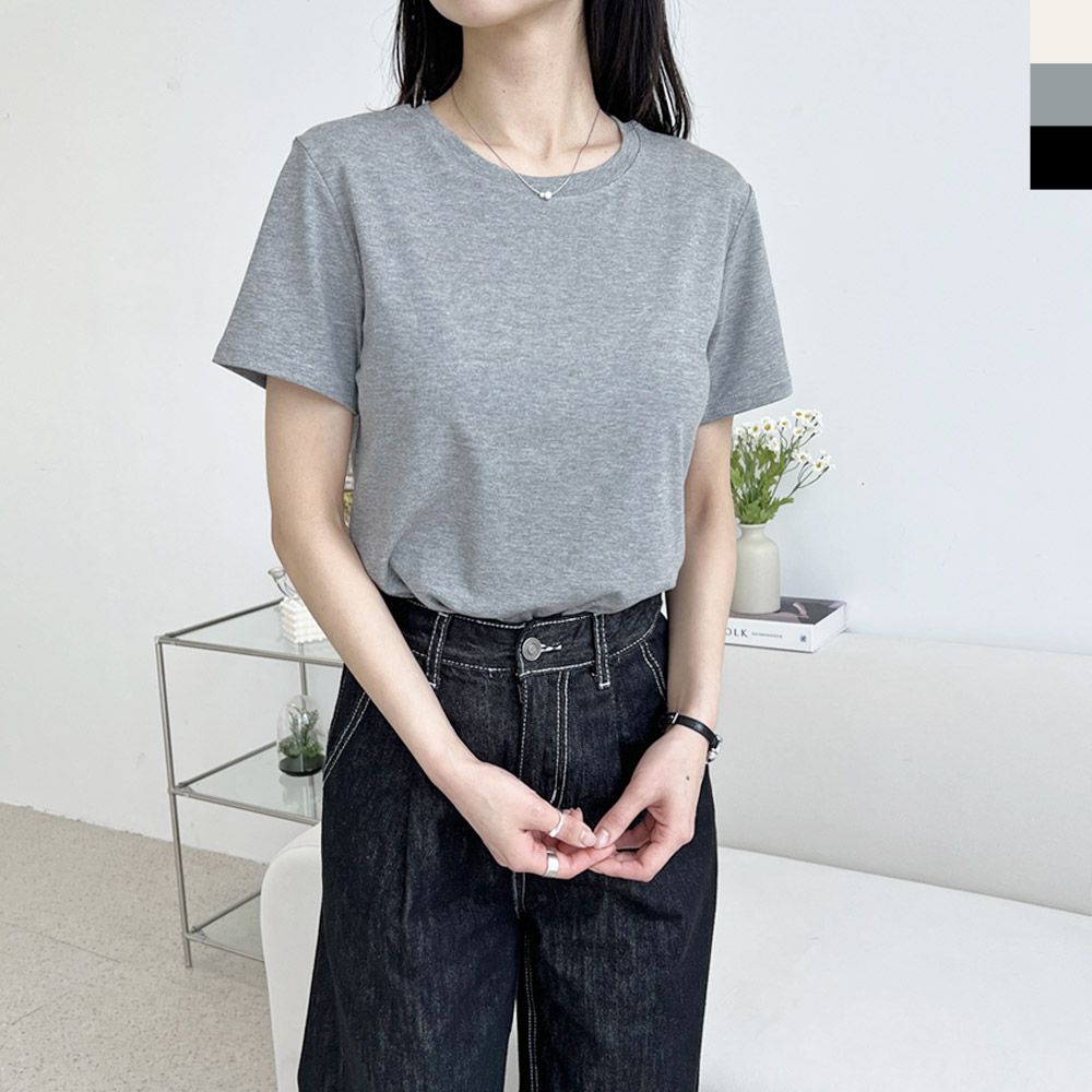 데일리 여성 반팔 티셔츠 여자 스판 캐주얼 티셔츠 상의