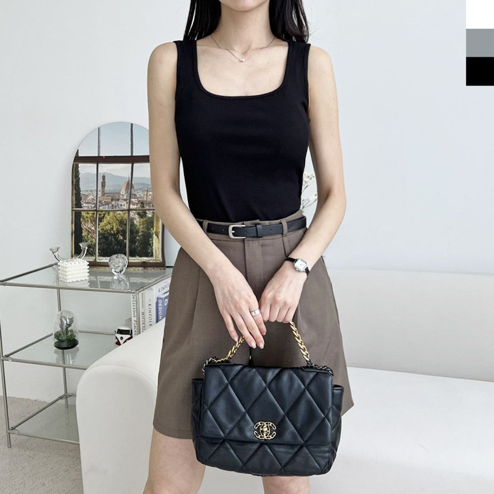 데일리 여성 나시 민소매 여자 여름 라운드 나시티