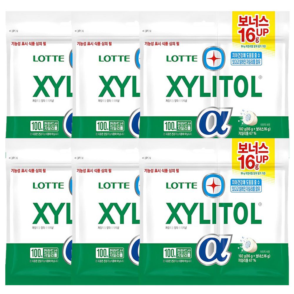 롯데 자일리톨 알파 오리지날 리필 102g x 6개