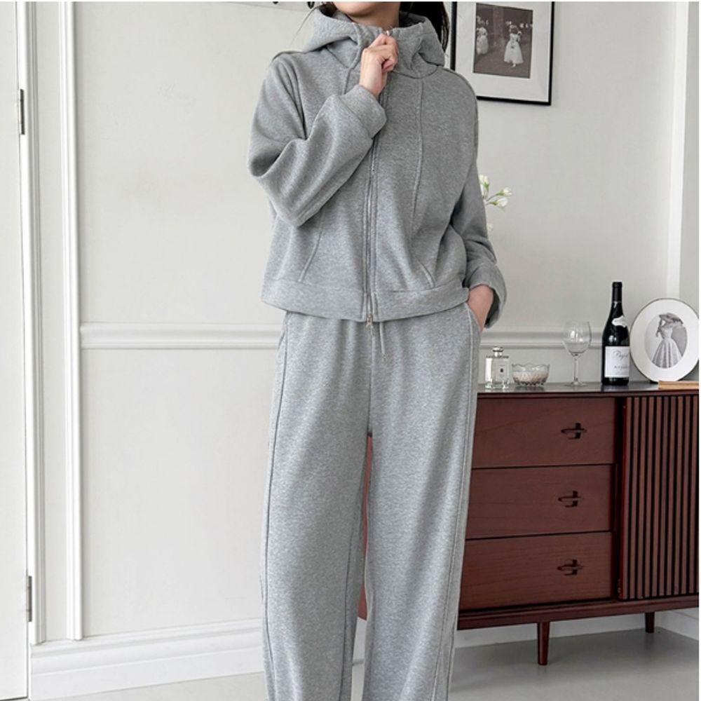 데일리 여성 기모 후드집업 와이드 투웨이 트레이닝 세트
