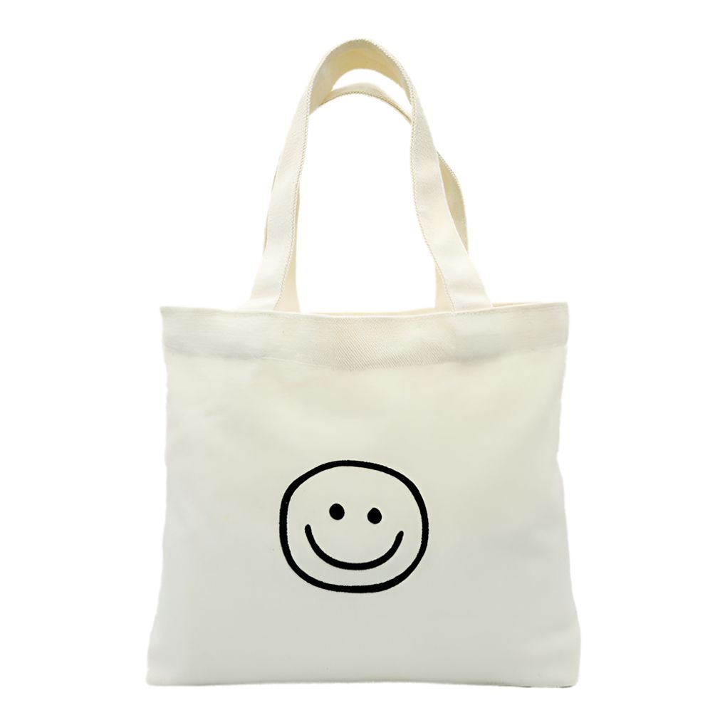 스마일 에코백 미니 보조가방 토트백 아이보리