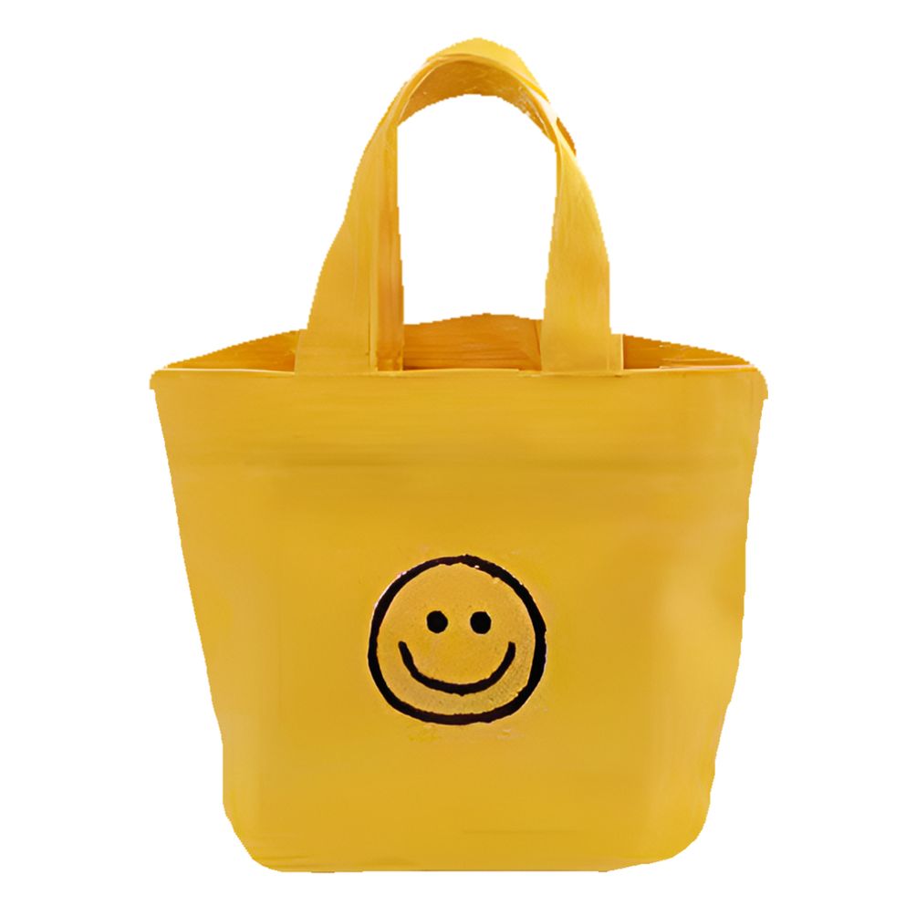 스마일 에코백 미니 보조가방 토트백 노란색
