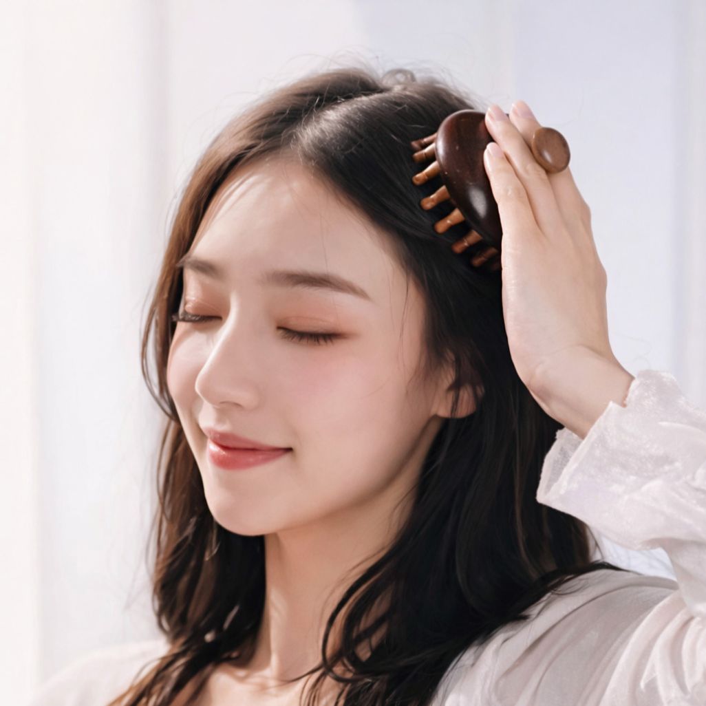 두피 순환관리 괄사 우드 두피 마시지기