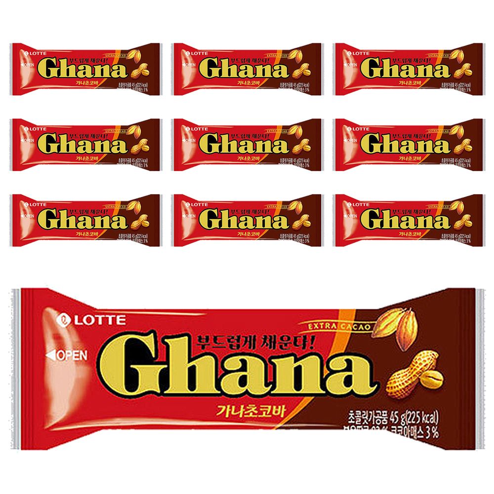 롯데 가나 초코바 땅콩 45G x 10개