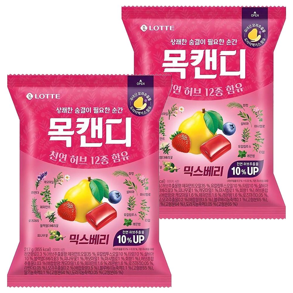 롯데 목캔디 믹스베리 217g x 2개