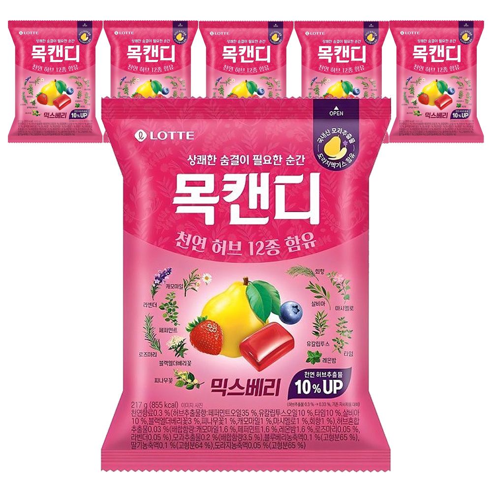 롯데 목캔디 믹스베리 217g x 6개
